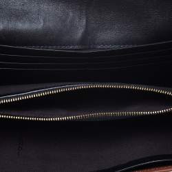 Pre Owned Fendi Brown Pequin Stripe Canvas and Leather Flap Continental Wallet