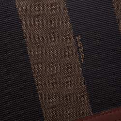 Pre Owned Fendi Brown Pequin Stripe Canvas and Leather Flap Continental Wallet