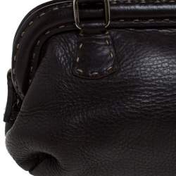 Pre Owned Fendi Dark Brown Leather Selleria Frame Satchel