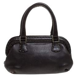 Pre Owned Fendi Dark Brown Leather Selleria Frame Satchel