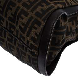 Pre Owned Fendi Tobacco Zucca Canvas and Leather Chef Tote