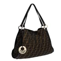 Pre Owned Fendi Tobacco Zucca Canvas and Leather Chef Tote