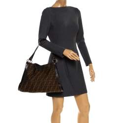 Pre Owned Fendi Tobacco Zucca Canvas and Leather Chef Tote