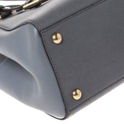 Pre Owned Fendi Grey Two Tone Leather Mini 2Jours Tote