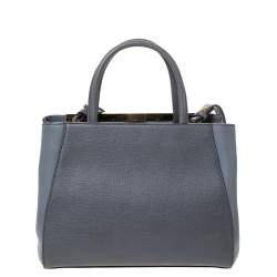 Pre Owned Fendi Grey Two Tone Leather Mini 2Jours Tote