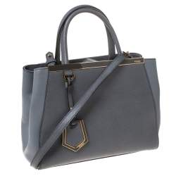 Pre Owned Fendi Grey Two Tone Leather Mini 2Jours Tote