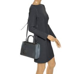 Pre Owned Fendi Grey Two Tone Leather Mini 2Jours Tote