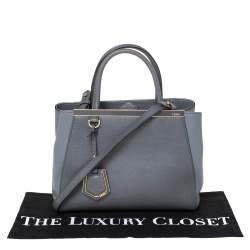 Pre Owned Fendi Grey Two Tone Leather Mini 2Jours Tote