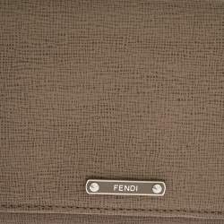 Pre Owned Fendi Beige Leather Flap Continental Wallet