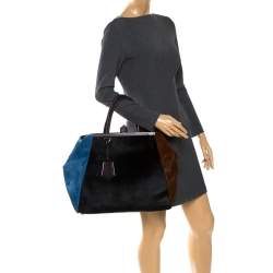 Pre Owned Fendi Tri Color Calfhair and Leather Large 2Jours Tote