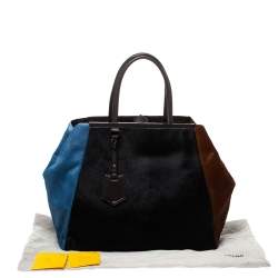 Pre Owned Fendi Tri Color Calfhair and Leather Large 2Jours Tote