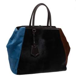 Pre Owned Fendi Tri Color Calfhair and Leather Large 2Jours Tote