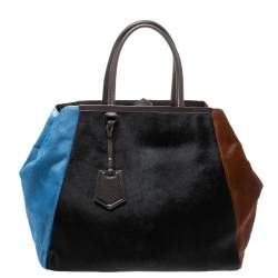 Pre Owned Fendi Tri Color Calfhair and Leather Large 2Jours Tote