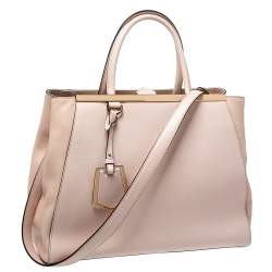 Pre Owned Fendi Light Pink Leather Medium 2Jours Tote