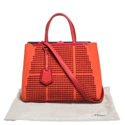 Pre Owned Fendi Orange Studded Neoprene and Leather Medium 2Jours Tote