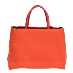 Pre Owned Fendi Orange Studded Neoprene and Leather Medium 2Jours Tote