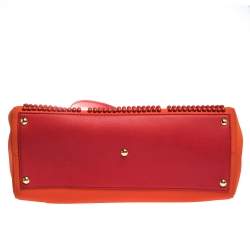 Pre Owned Fendi Orange Studded Neoprene and Leather Medium 2Jours Tote