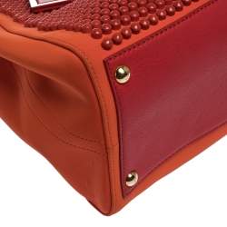 Pre Owned Fendi Orange Studded Neoprene and Leather Medium 2Jours Tote