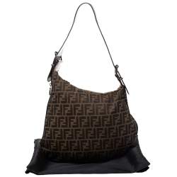 Pre Owned Fendi Tobacco Zucca Canvas and Leather Oyster Hobo
