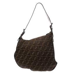 Pre Owned Fendi Tobacco Zucca Canvas and Leather Oyster Hobo