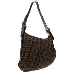 Pre Owned Fendi Tobacco Zucca Canvas and Leather Oyster Hobo