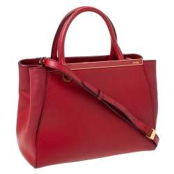 Pre Owned Fendi Red Leather Mini 2Jours Tote 