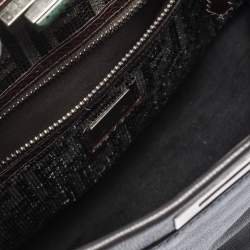 Pre Owned Fendi Black Leather with Suede/Beads and Python Lining Large Peekaboo Top Handle Bag