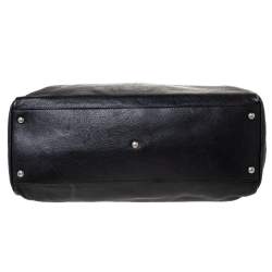 Pre Owned Fendi Black Leather with Suede/Beads and Python Lining Large Peekaboo Top Handle Bag