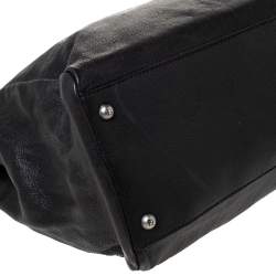 Pre Owned Fendi Black Leather with Suede/Beads and Python Lining Large Peekaboo Top Handle Bag