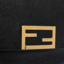 Pre Owned Fendi Black Leather Fendista Pochette Crossbody Bag