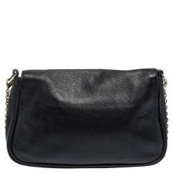 Pre Owned Fendi Black Leather Fendista Pochette Crossbody Bag