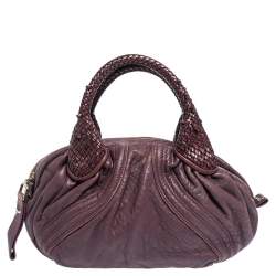 Pre Owned Fendi Purple Leather Mini Spy Hobo