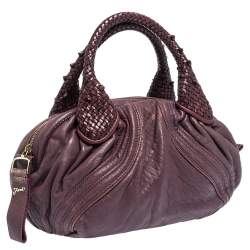 Pre Owned Fendi Purple Leather Mini Spy Hobo