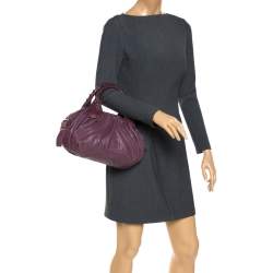 Pre Owned Fendi Purple Leather Mini Spy Hobo