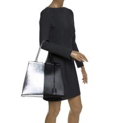 Pre Owned Fendi Black/Silver Leather Large 3Jours Tote