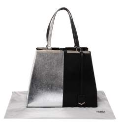Pre Owned Fendi Black/Silver Leather Large 3Jours Tote