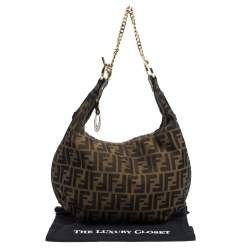 Pre Owned Fendi Tobacco Zucca Canvas and Leather Chef Chain Link Hobo