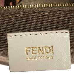 Pre Owned Fendi Beige Floral Print Zucca Canvas and Leather Chef Shoulder Bag