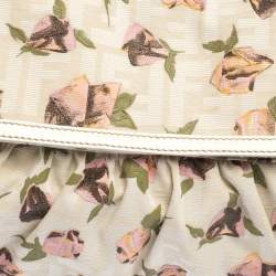 Pre Owned Fendi Beige Floral Print Zucca Canvas and Leather Chef Shoulder Bag