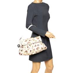 Pre Owned Fendi Beige Floral Print Zucca Canvas and Leather Chef Shoulder Bag