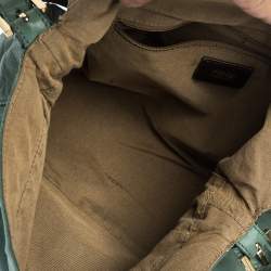 Pre Owned Fendi Green Iridescent Leather Mama Forever Large Flap Shoulder Bag