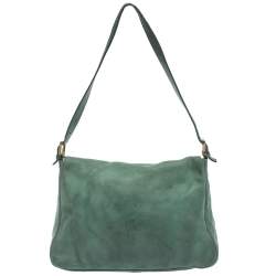 Pre Owned Fendi Green Iridescent Leather Mama Forever Large Flap Shoulder Bag