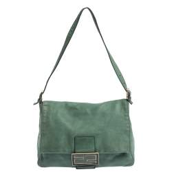 Fendi Green Iridescent Leather Mama Forever Large Flap Shoulder Bag