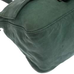 Pre Owned Fendi Green Iridescent Leather Mama Forever Large Flap Shoulder Bag