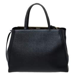 Pre Owned Fendi Black Leather Medium 2jours Tote