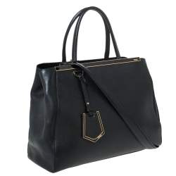 Pre Owned Fendi Black Leather Medium 2jours Tote