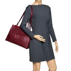 Pre Owned Fendi Burgundy Leather Medium 2jours Tote