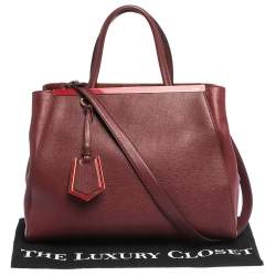 Pre Owned Fendi Burgundy Leather Medium 2jours Tote