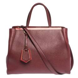 Pre Owned Fendi Burgundy Leather Medium 2jours Tote
