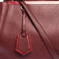 Pre Owned Fendi Burgundy Leather Medium 2jours Tote